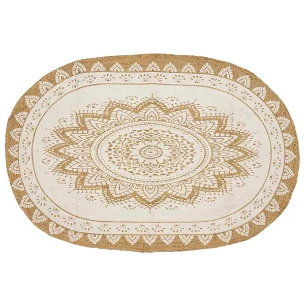 Tapis de surface Naturel avec impression blanche 152 x 245 cm