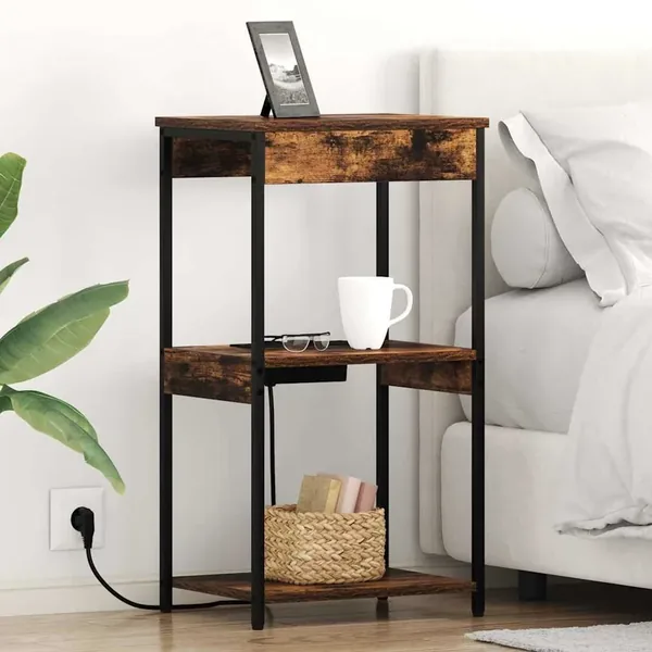 Cabinet de chevet Chêne fumé 41 x 31 x 76 cm Bois d'ingénierie