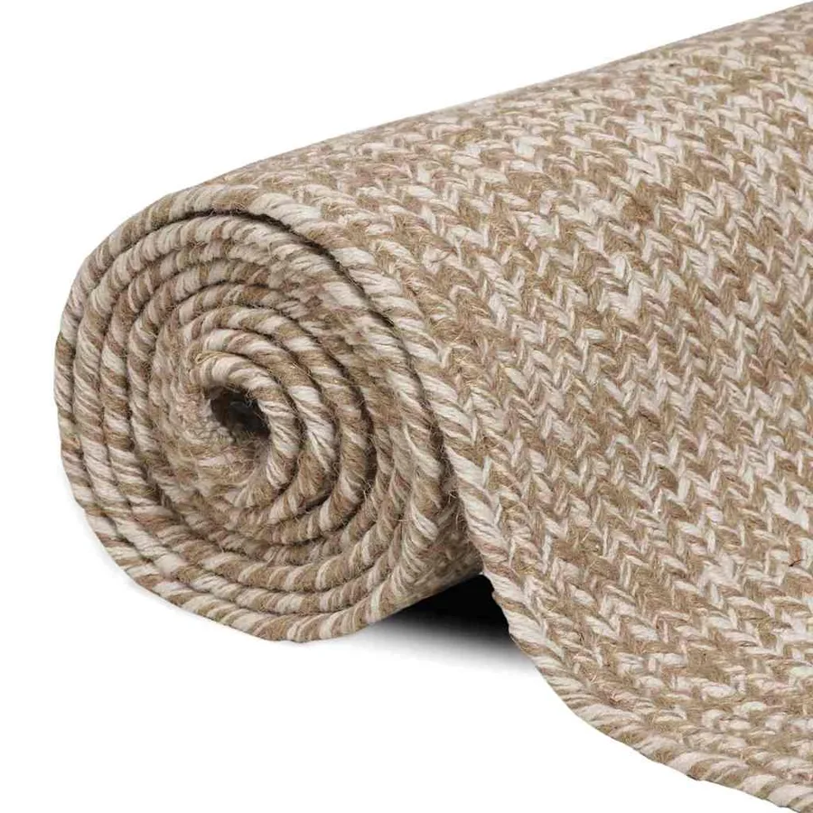 Tapis de surface Naturel et Blanc 120 x 170 cm Jute - 2