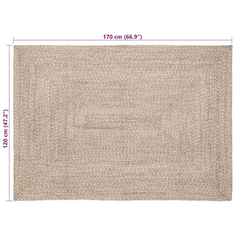 Tapis de surface Naturel et Blanc 120 x 170 cm Jute - 8