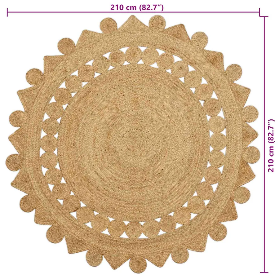 Tapis de surface Naturel Ø 210 cm Jute - 8