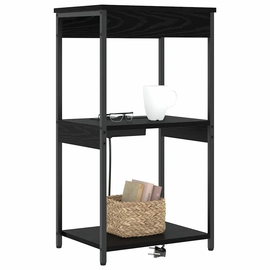 Cabinet de chevet Chêne noir 41 x 31 x 76 cm Bois d'ingénierie - 3