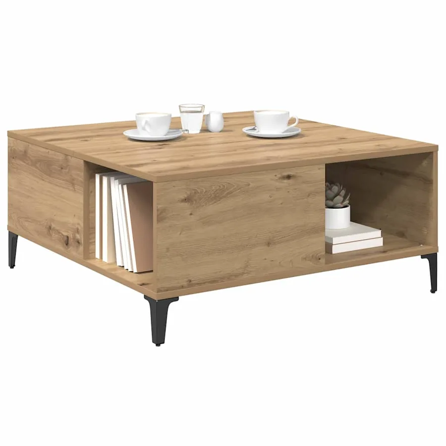 Table basse Chêne artisanal 80 x 80 x 36,5 cm Bois d'ingénierie - 3