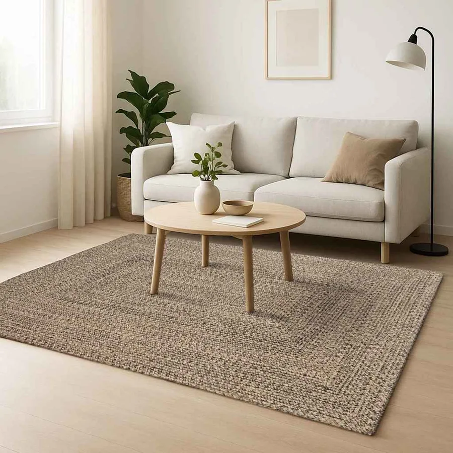 Tapis de surface Naturel et noir 200 x 200 cm Jute - 2