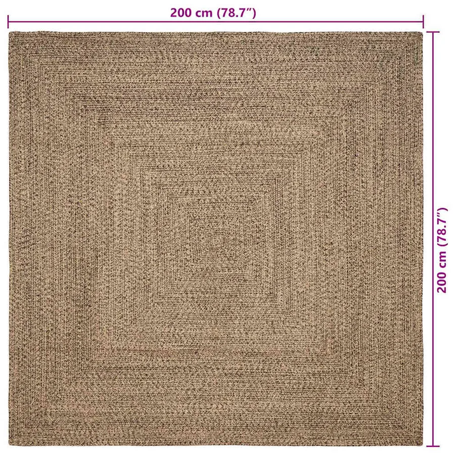 Tapis de surface Naturel et noir 200 x 200 cm Jute - 9
