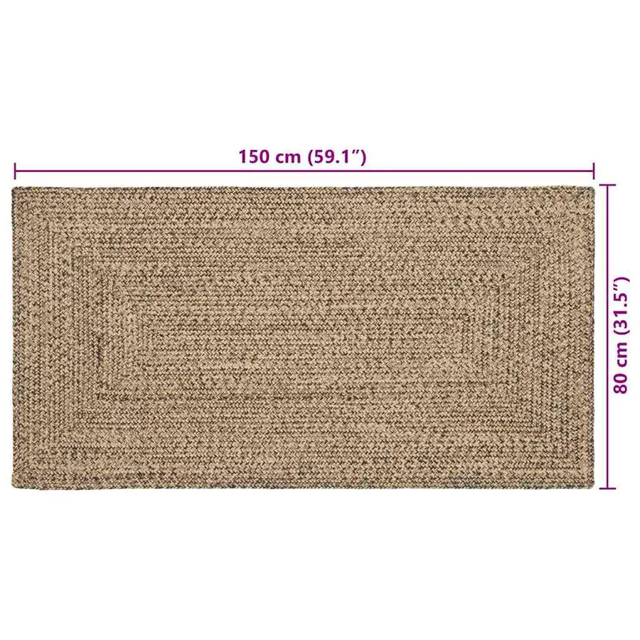Tapis de surface Naturel et noir 80 x 150 cm Jute - 9
