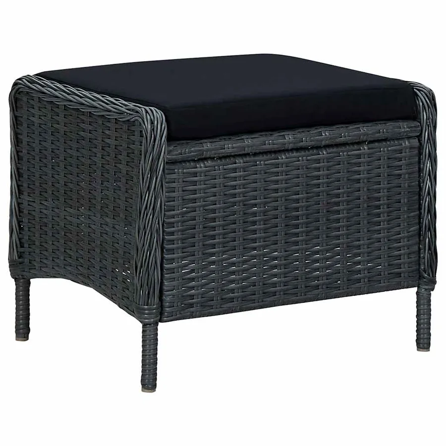 Chaise inclinable de jardin tabouret résine tressée gris foncé - 5