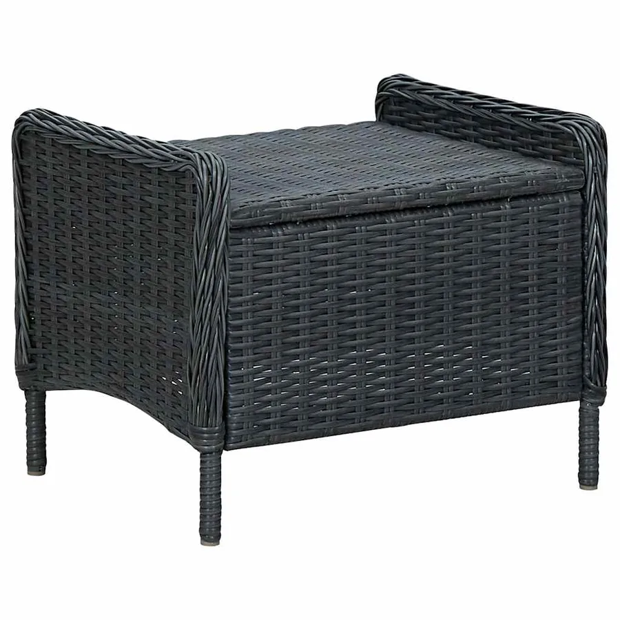 Chaise inclinable de jardin tabouret résine tressée gris foncé - 6
