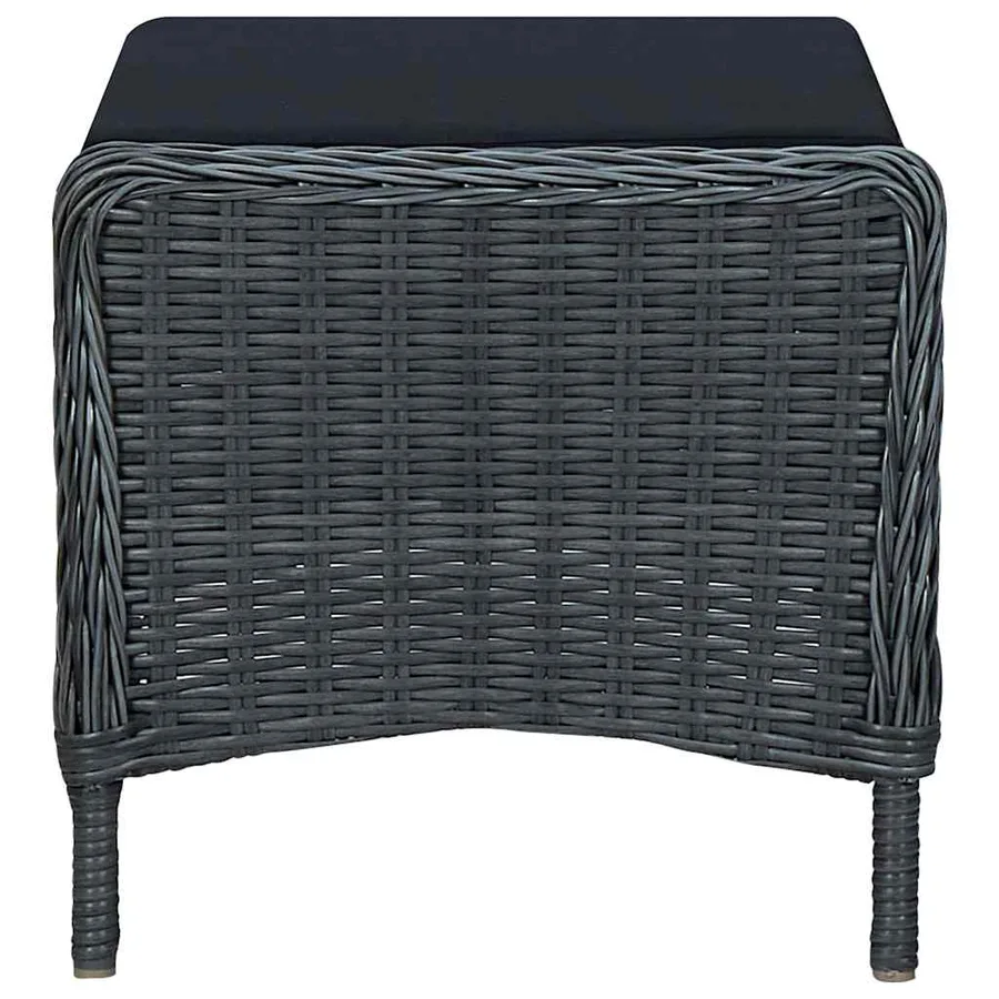 Chaise inclinable de jardin tabouret résine tressée gris foncé - 8