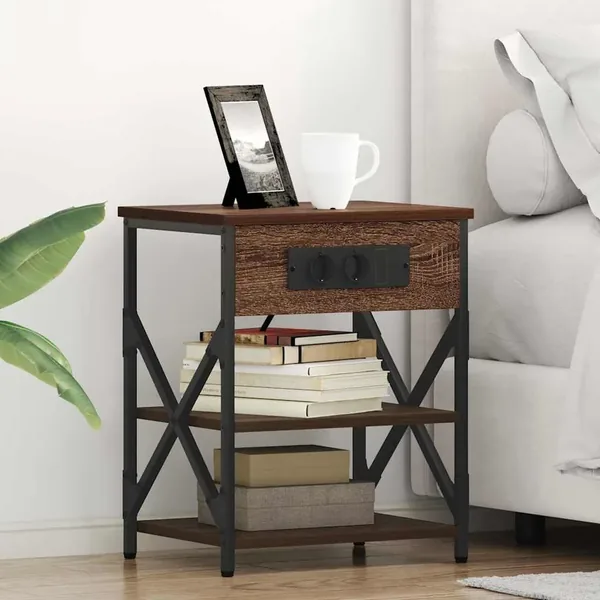 Cabinet de chevet avec étagère 2 pcs Chêne brun 41 x 31 x 51 cm