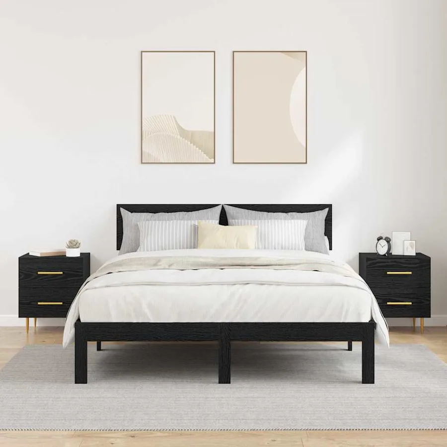 Cabinet de chevet 2 pcs Chêne noir 40 x 35 x 47,5 cm - 4