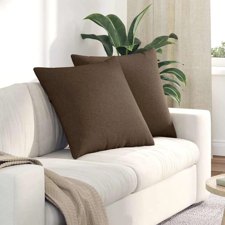 Coussins de canapé 2 pcs Marron 60 x 60 cm tissu