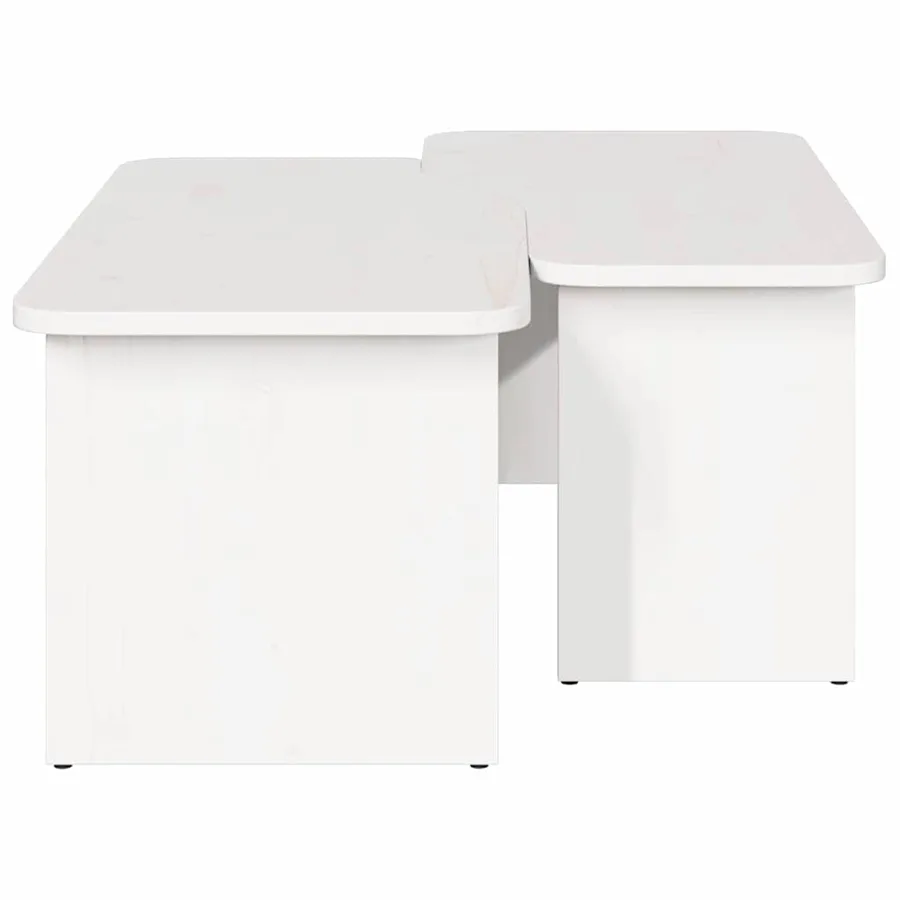 Table basse 2 pcs Blanc Bois massif en pin - 10