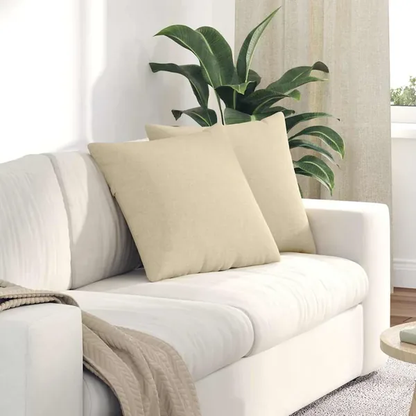 Coussins de canapé 2 pcs Crème 50 x 50 cm tissu