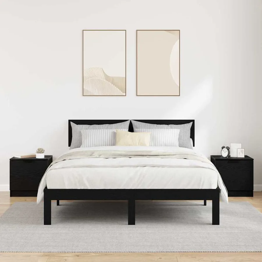 Armoire de lit avec tiroir 2 pcs Chêne noir 40 x 39 x 40cm - 4