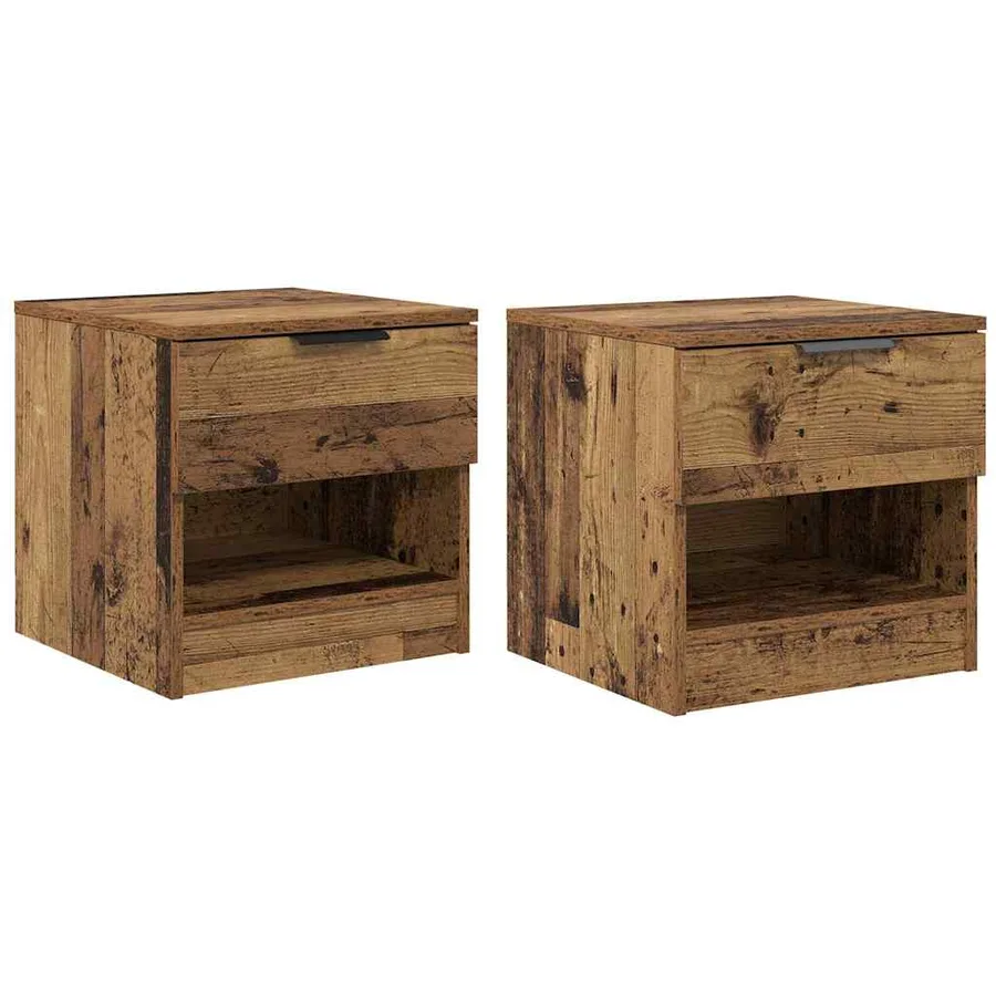 Armoire de lit avec tiroir 2 pcs Bois ancien 40 x 39 x 40cm - 2