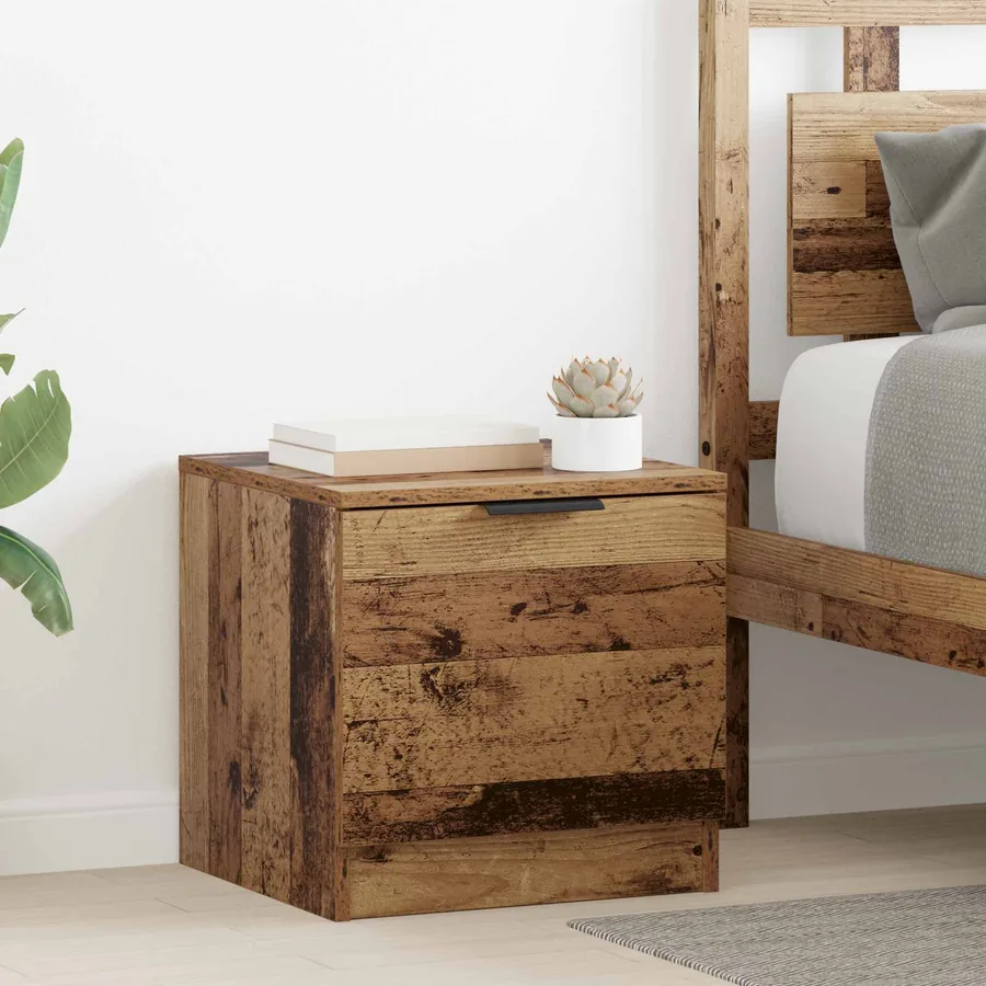 Armoire de lit avec tiroir 2 pcs Bois ancien 40 x 39 x 40cm
