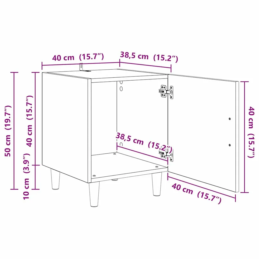 Cabinet de chevet 2 pc Chêne artisanal 40 x 40 x 50 cm - 15