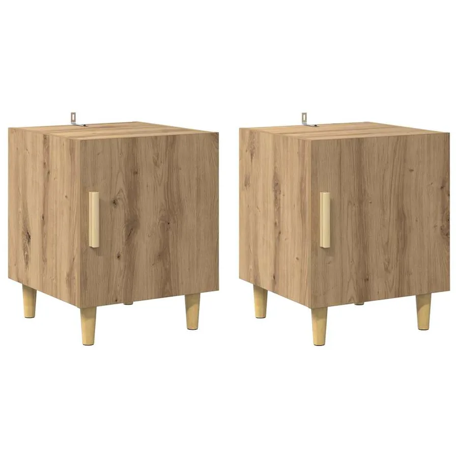 Cabinet de chevet 2 pc Chêne artisanal 40 x 40 x 50 cm - 2