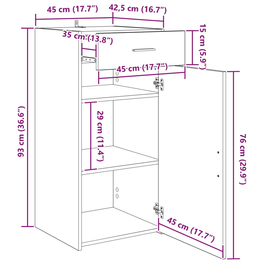 Buffet chêne artisanal 45 x 42,5 x 93 cm Bois d'ingénierie - 15