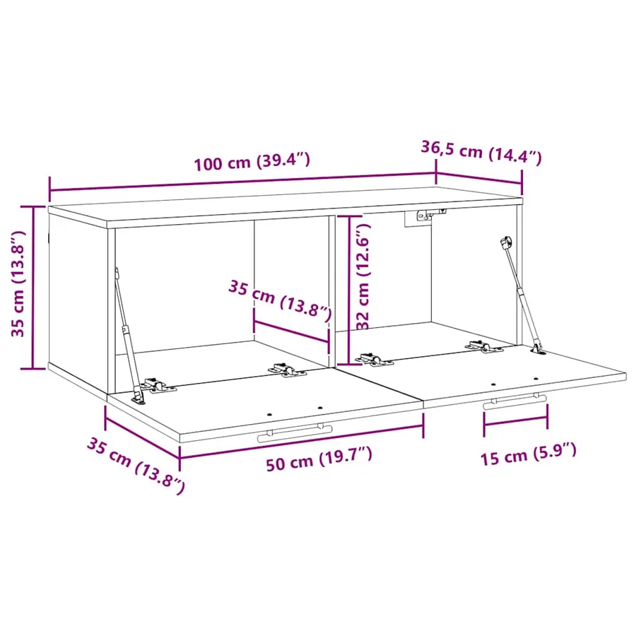 Meuble mural Bois ancien 100 x 36.5 x 35 cm Bois d'ingénierie - 12