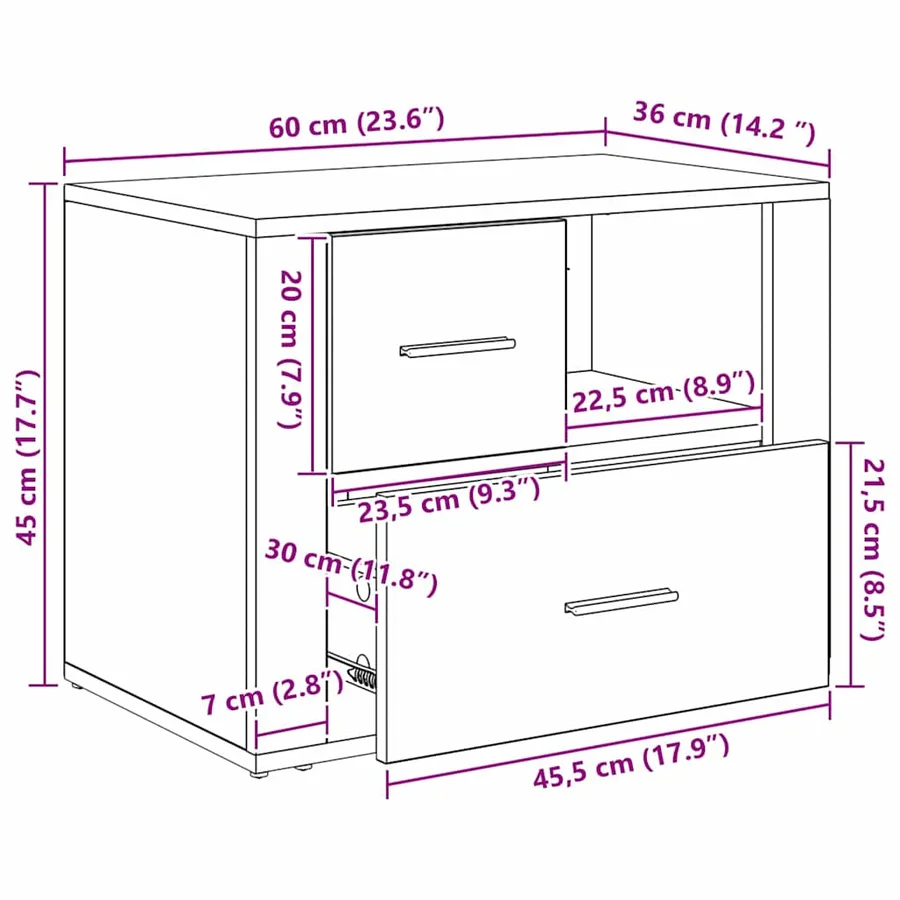 Cabinet de chevet Chêne artisanal 35 x 60 x 50 cm - 16