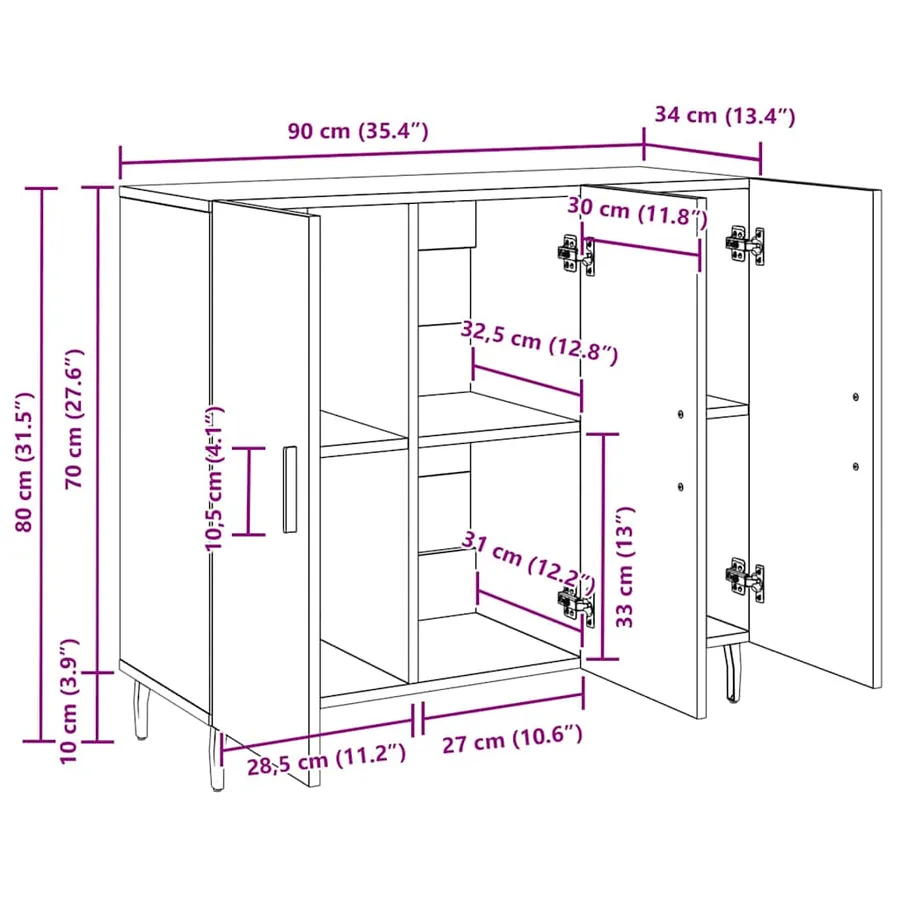 Buffet Chêne artisanal 90 x 34 x 80 cm Bois d'ingénierie - 15