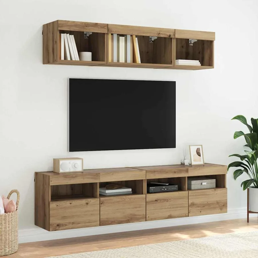 Meuble TV mural 80 x 30 x 40 cm Chêne artisanal - 6