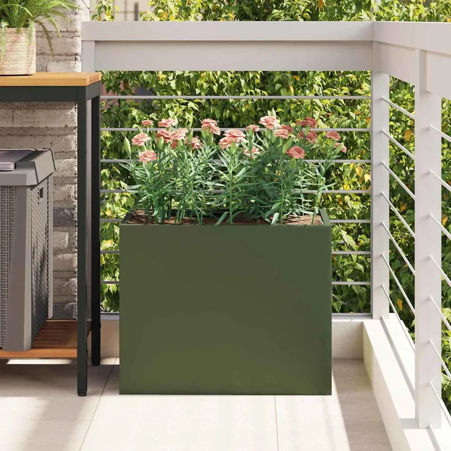 Cache-pot de jardin Vert olive 50 x 32 x 40 cm - 4