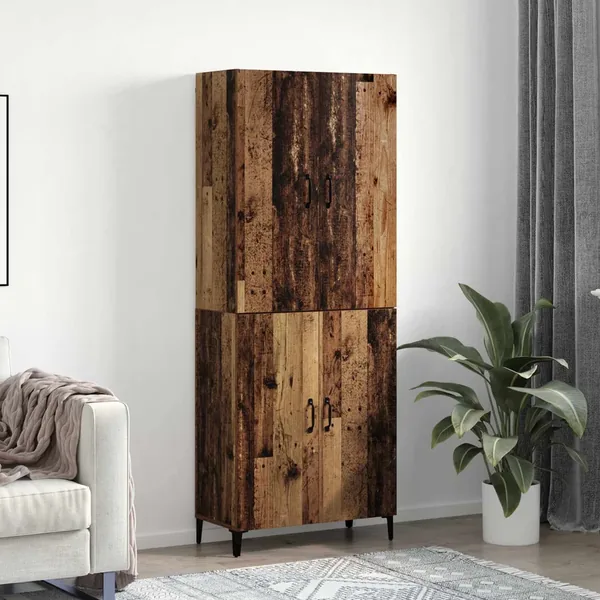 Haut Armoire 2 pcs Bois ancien Bois d'ingénierie