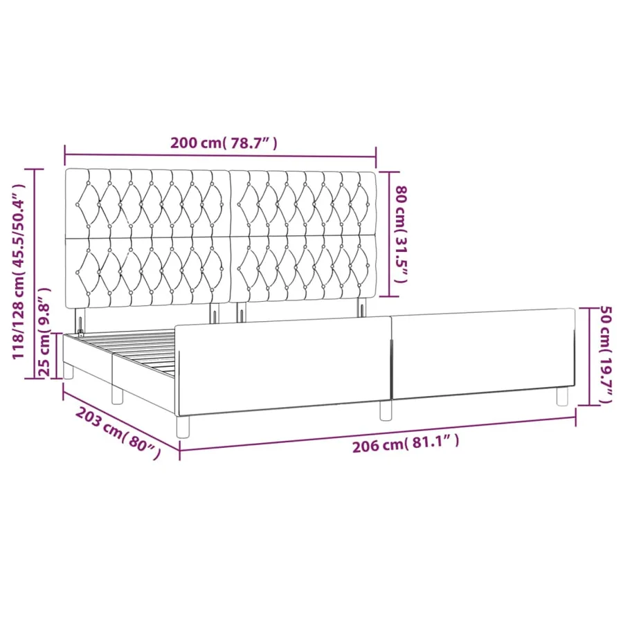 Cadre de lit sans matelas avec tête de lit gris clair tissu - 14