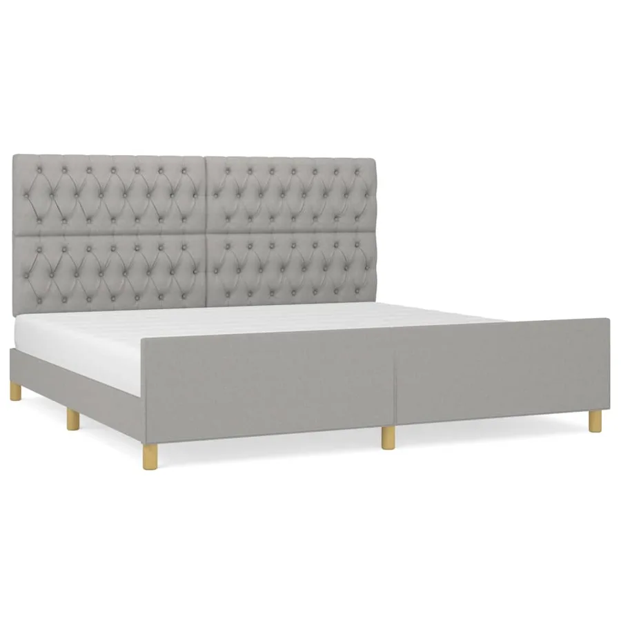 Cadre de lit sans matelas avec tête de lit gris clair tissu - 2