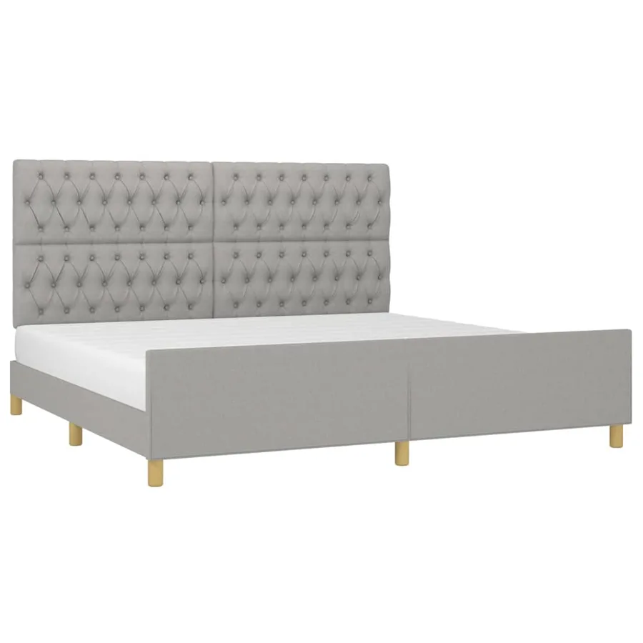 Cadre de lit sans matelas avec tête de lit gris clair tissu - 3