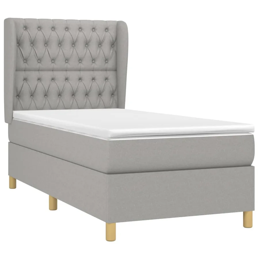 Sommier à lattes de lit avec matelas Gris clair 100x200cm Tissu - 3