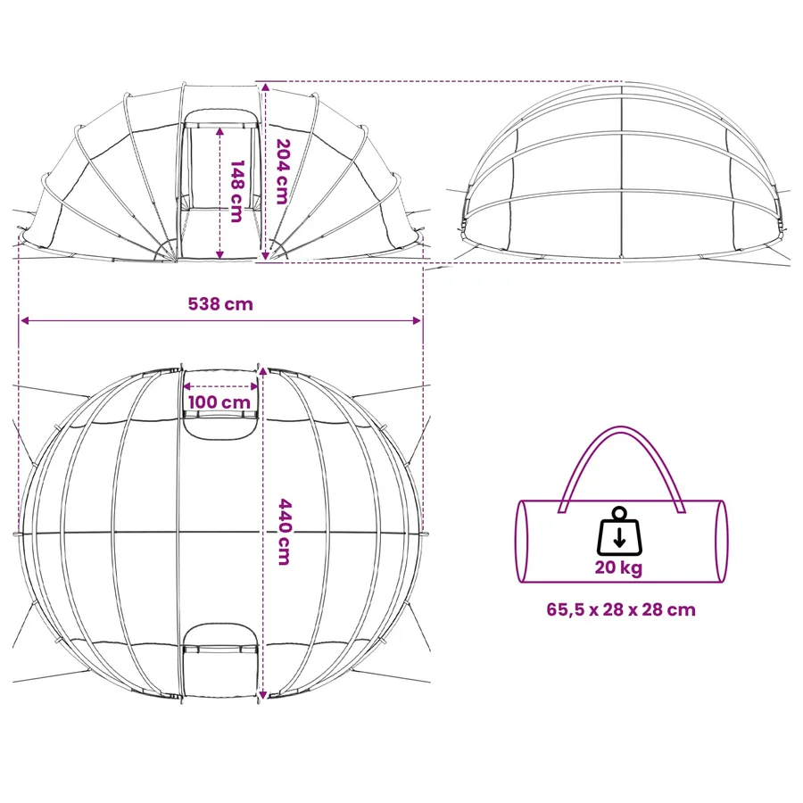 Dôme de tente de piscine Transparent 538 x 440 x 204 cm PVC - 13