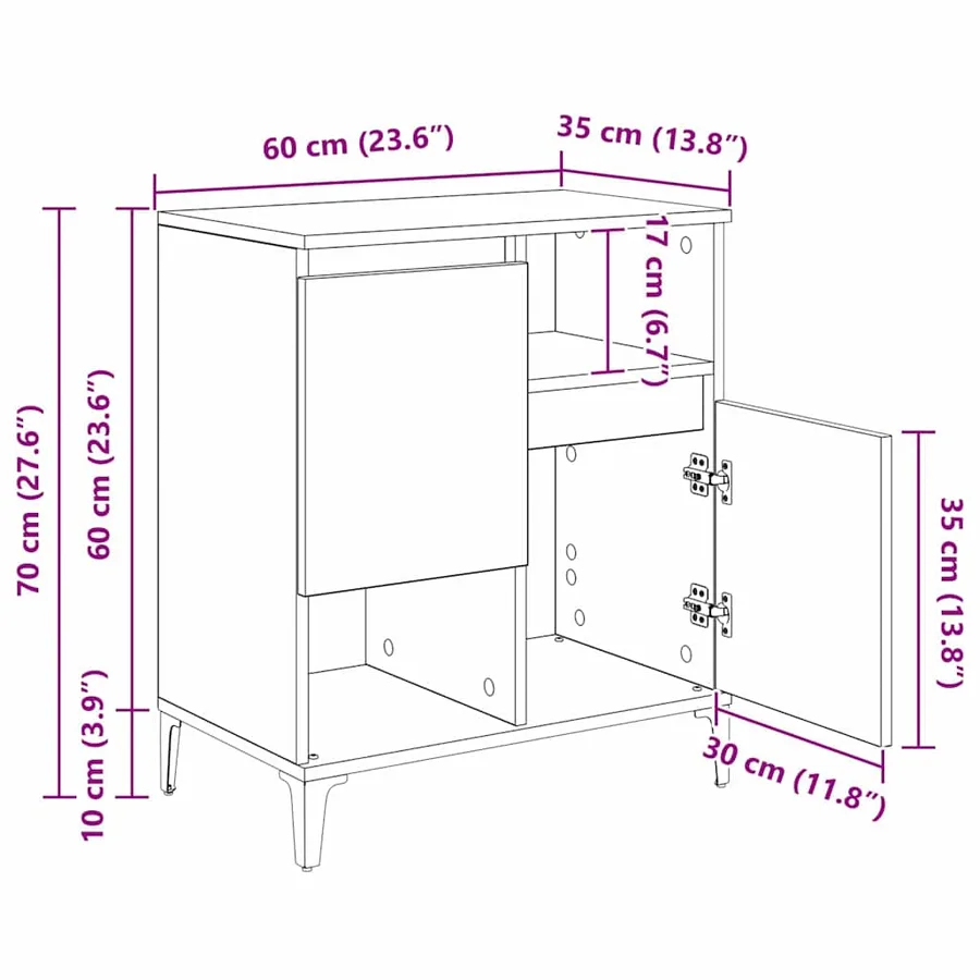 Buffet Chêne artisanal 60 x 35 x 70 cm Bois d'ingénierie - 16