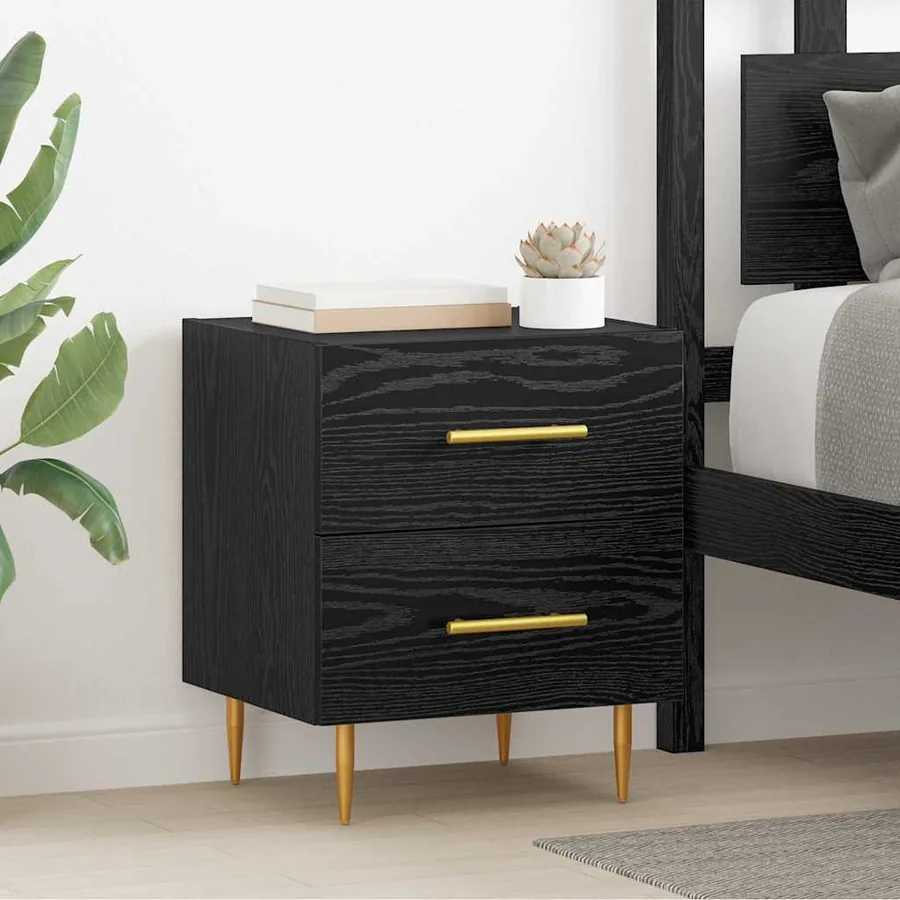 Cabinet de chevet avec tiroir Chêne noir 40 x 35 x 47,5 cm