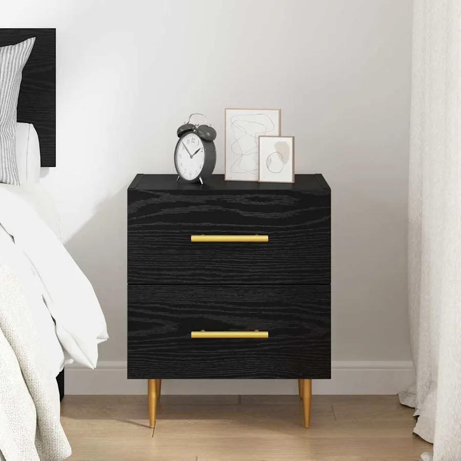 Cabinet de chevet avec tiroir Chêne noir 40 x 35 x 47,5 cm - 4