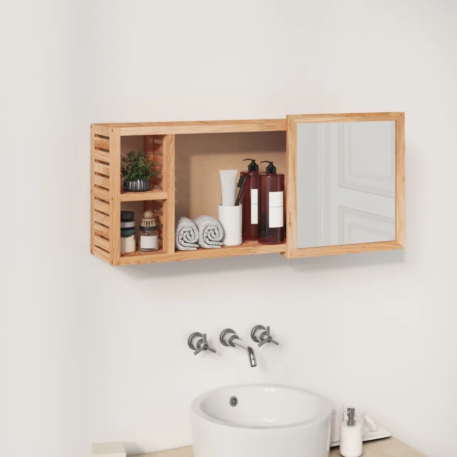 Armoire à miroir 80x17x34 cm Bois massif de noyer - 3