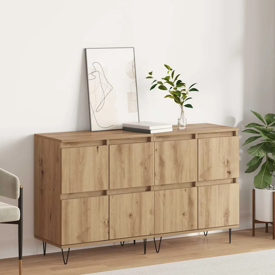 Buffets 2 pcs chêne artisanal