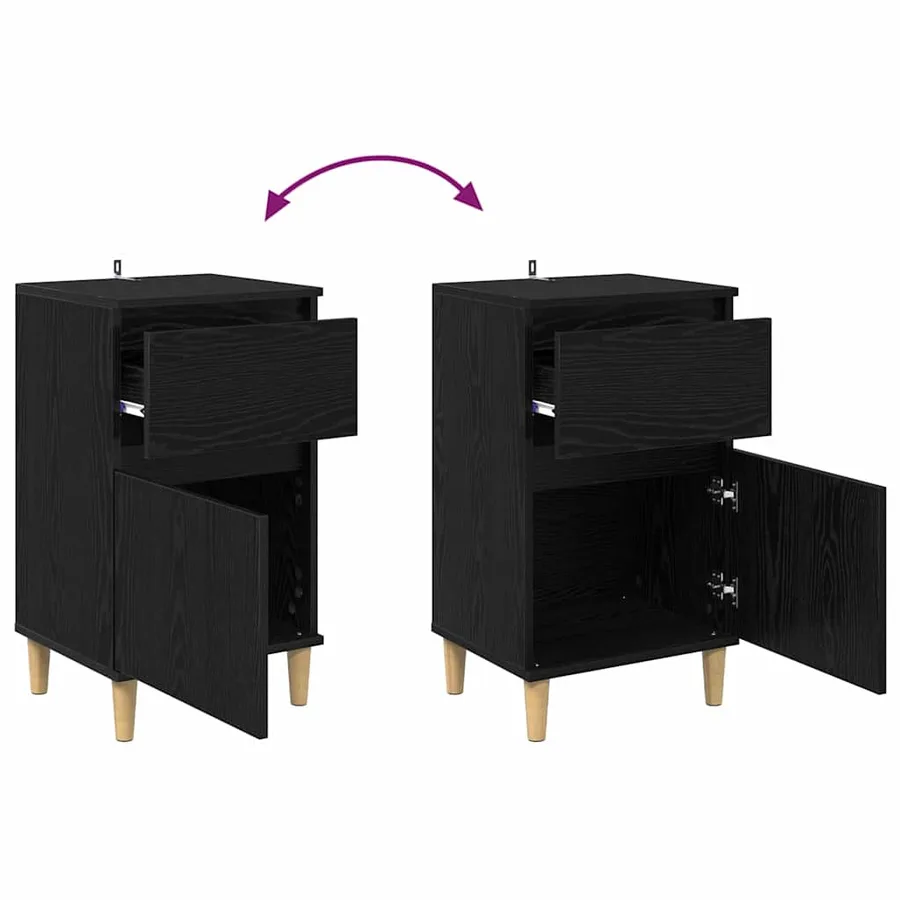 Cabinet de chevet Chêne noir 40 x 35 x 70 cm Bois d'ingénierie - 12