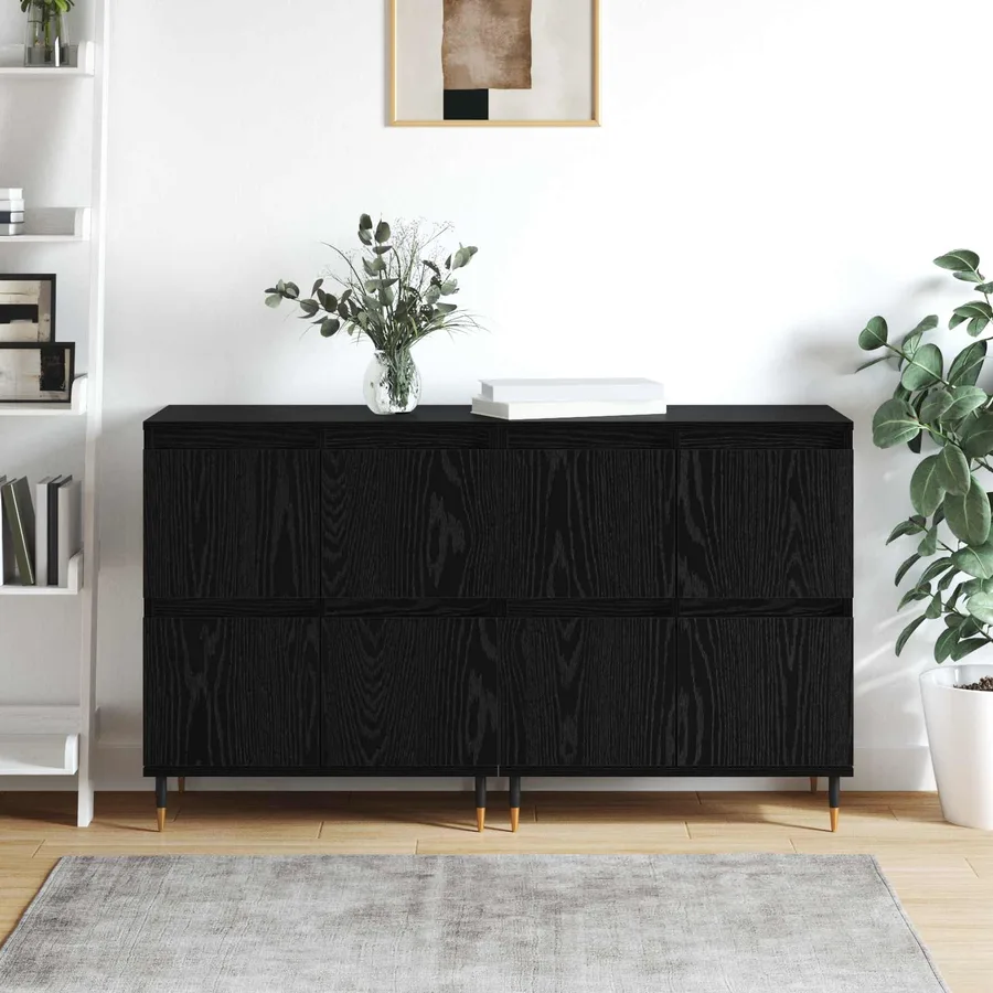Armoire de rangement 2 pcs Chêne noir 60 x 35 x 70 cm - 4
