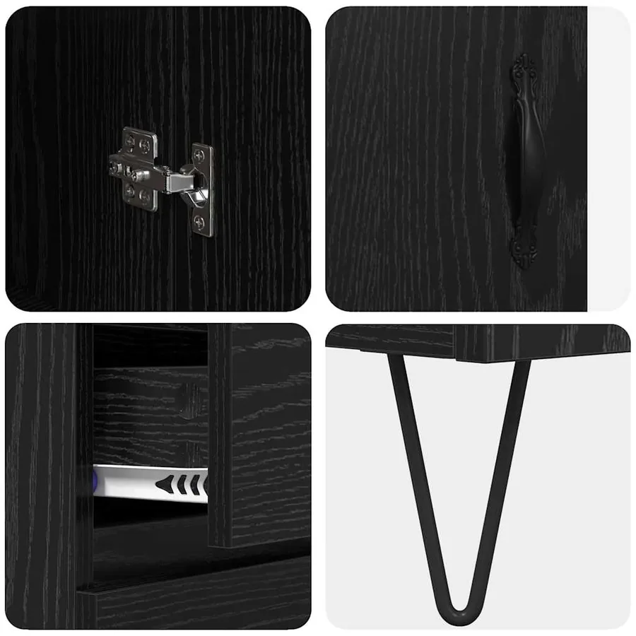 Haut Armoire Chêne noir 69,5 x 34 x 90 cm Bois d'ingénierie - 11