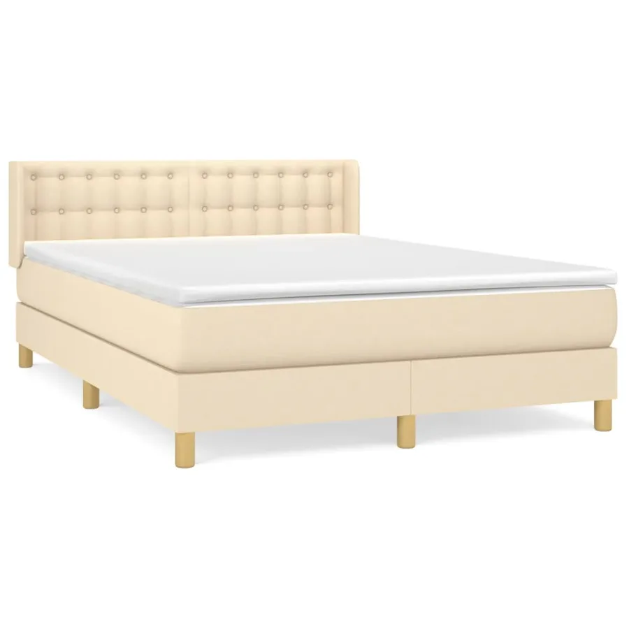 Sommier à lattes de lit avec matelas Crème 140x200 cm Tissu - 2