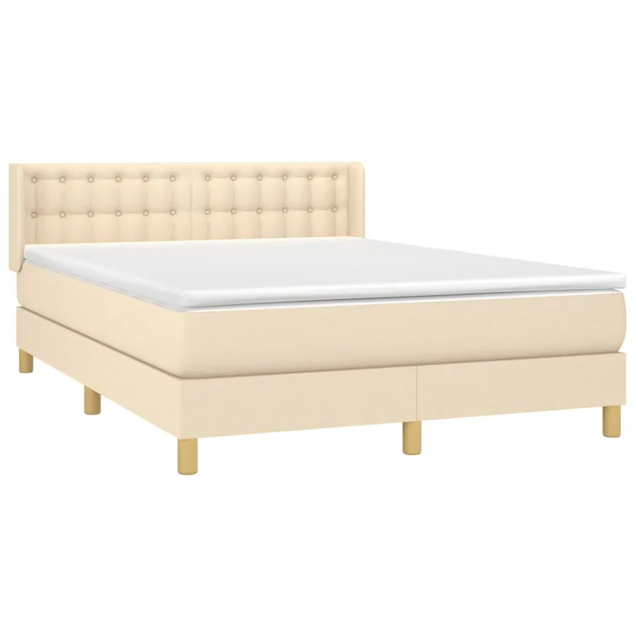 Sommier à lattes de lit avec matelas Crème 140x200 cm Tissu - 3