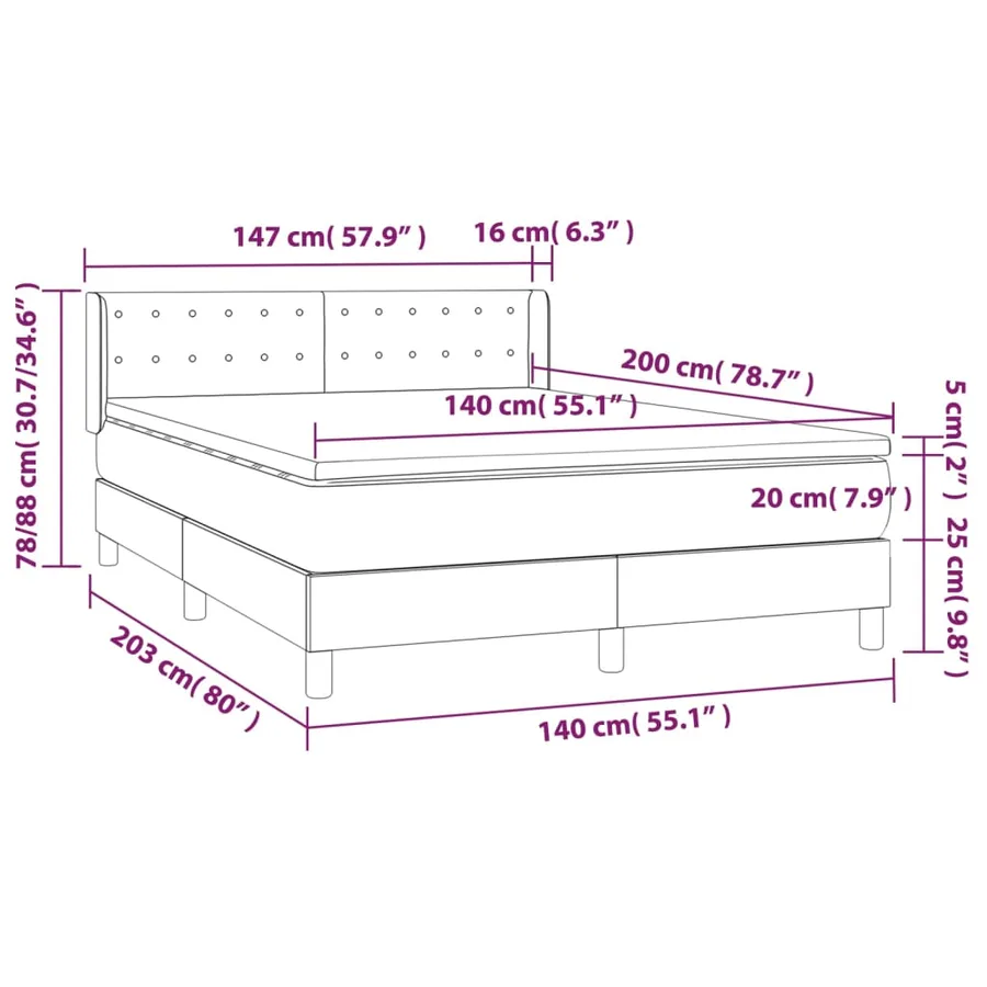 Sommier à lattes de lit avec matelas Crème 140x200 cm Tissu - 7