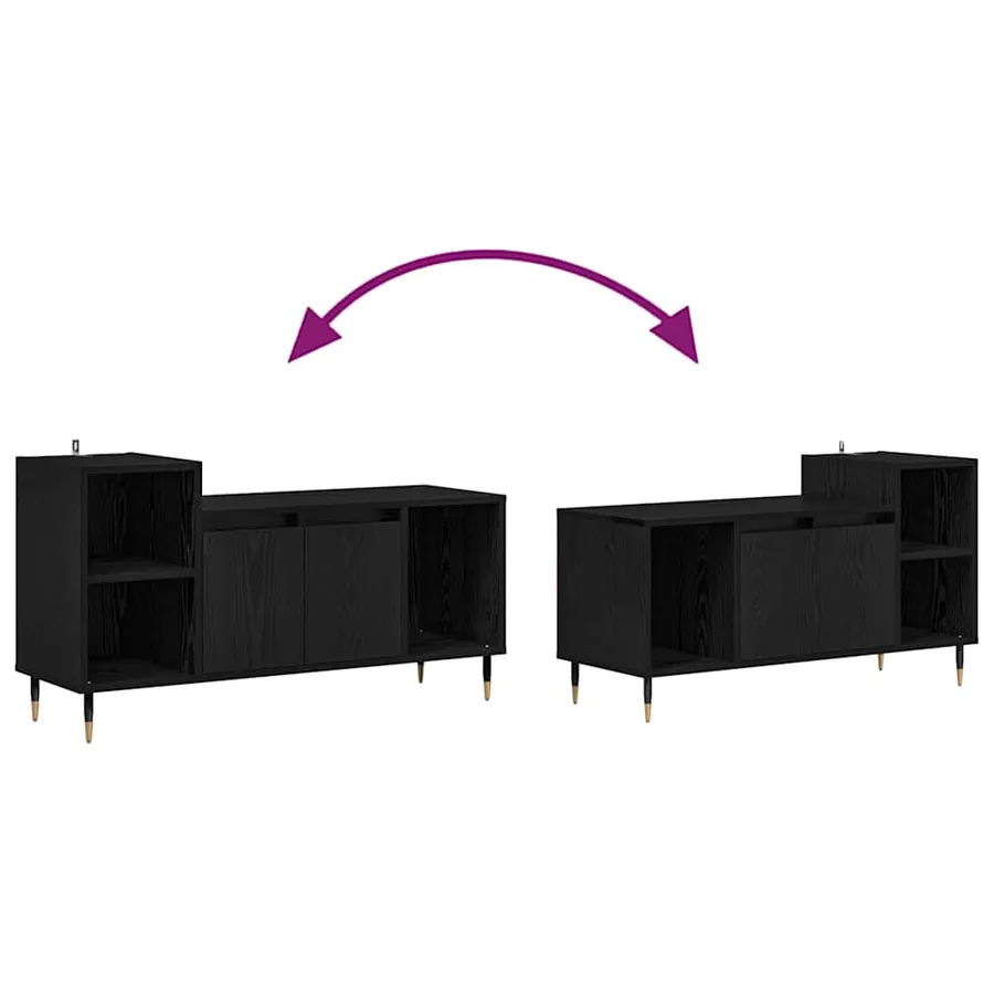 Meuble TV Chêne noir 100 x 35 x 55 cm Bois d'ingénierie - 10