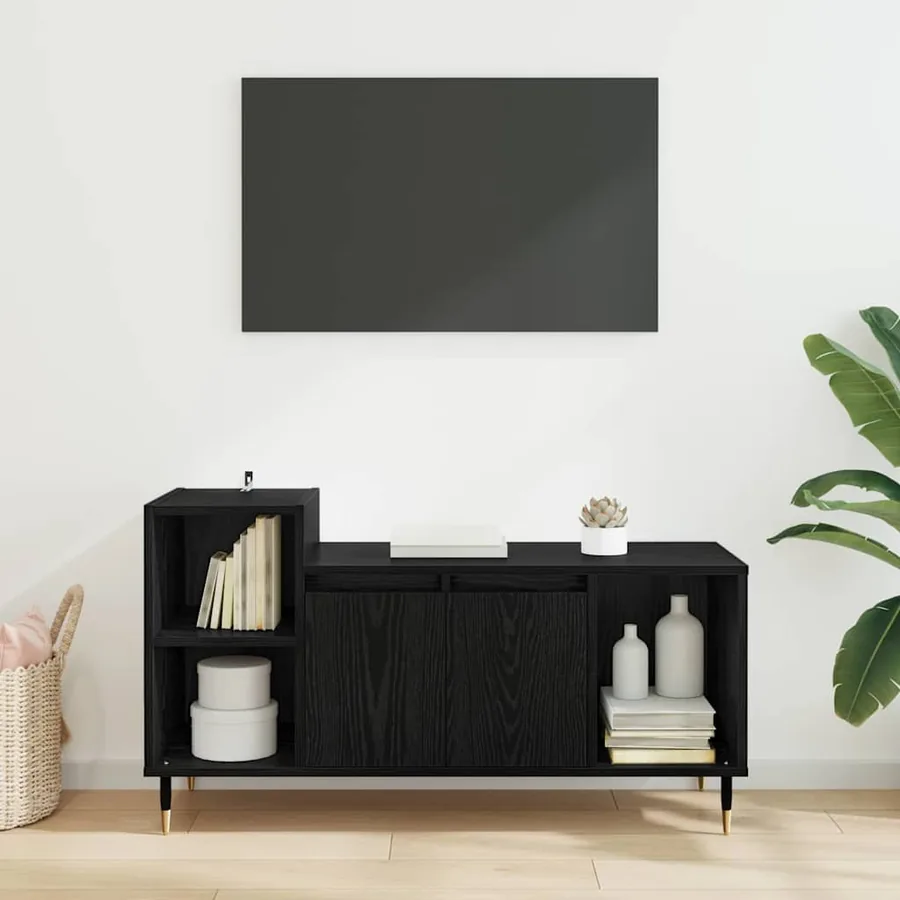 Meuble TV Chêne noir 100 x 35 x 55 cm Bois d'ingénierie - 4