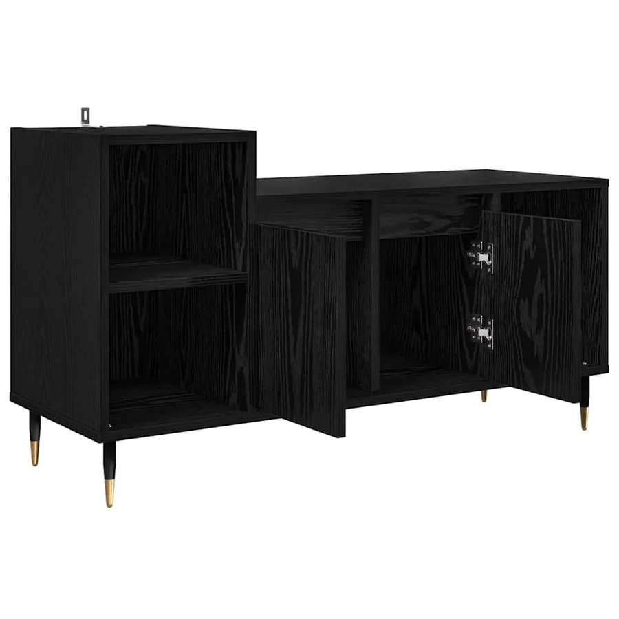 Meuble TV Chêne noir 100 x 35 x 55 cm Bois d'ingénierie - 5