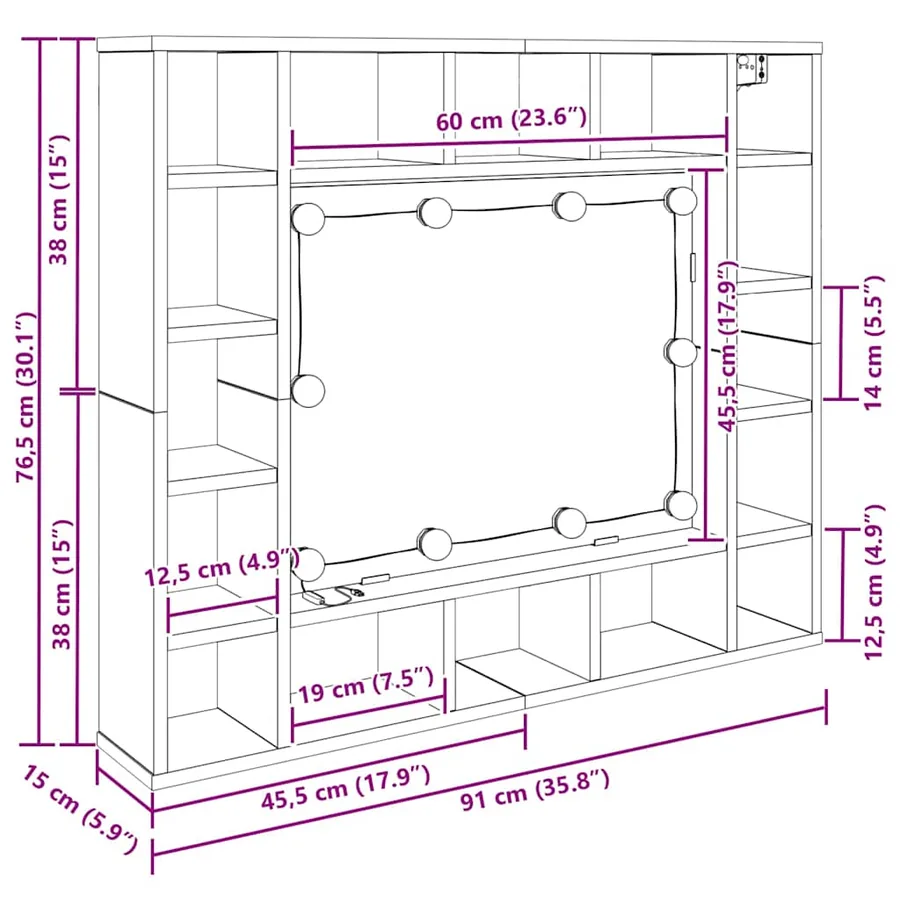 Armoire Miroir Bois ancien 91 x 15 x 76,5 cm Bois d'ingénierie - 13